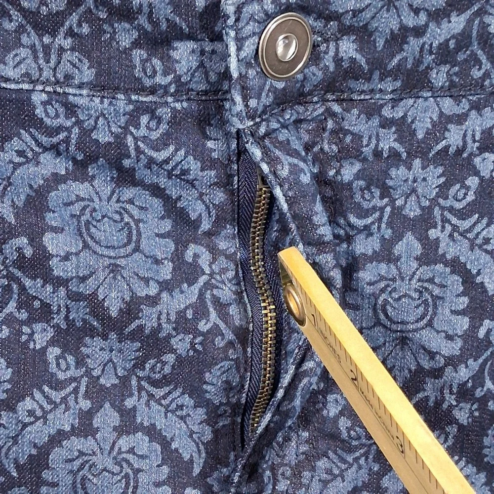 CJ Banks Women 22W Blue Damask Floral‎ Denim Mini Skirt Stretch Plus Size